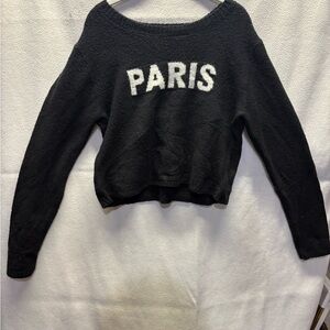 No Boundaries Black Paris Crew Neck Sweater